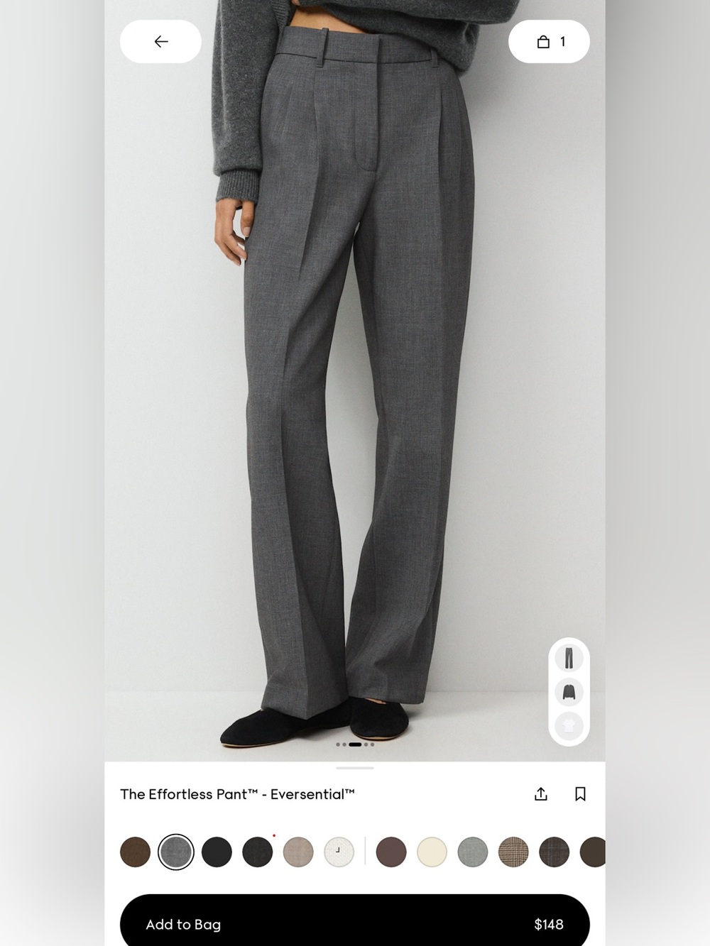 Aritzia Effortless Pant Eversential in Heather Charcoal